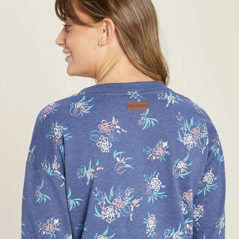 Sherpa Womens Gita Pullover Neelo Blue Floral-3